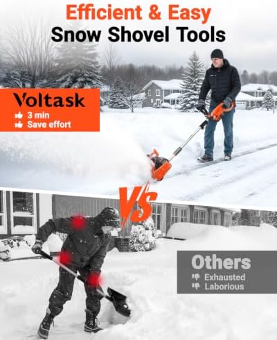VOLTASK 24V Cordless Snow Shovel, 12.8-Inch Cordless Snow Blower, 4-Ah Battery Snow Blower with Directional Plate & Adjustable Front Handle (Battery & Quick Charger Included)