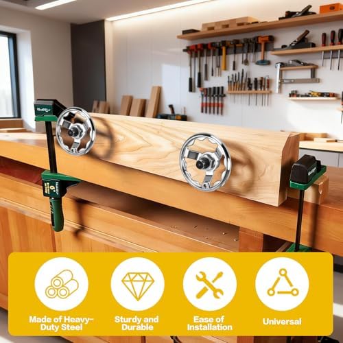 Hardware Kit Compatible with Moxon Vise, Bench Vise Screw Kit for Rapid Clamping, Smooth Operation, Joinery Shaping and Carving, Includes 5" Hand Wheel, 3/4"x 8" Threaded Rod, Nut and Washer