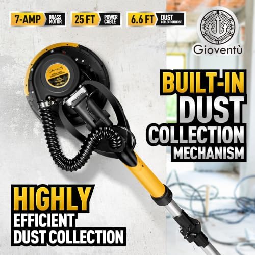 Electric Drywall Vacuum Sander, 750W&NSK Bearing, Dustless for Ceiling&Wall