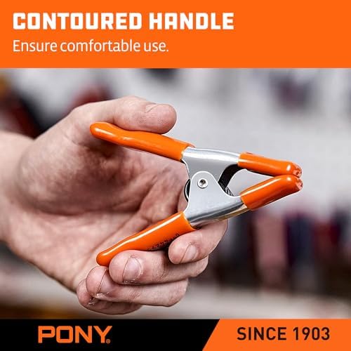 PONY 4" Heavy Duty Metal Spring Clamps with Protective Tips, 10-Piece