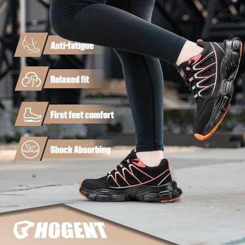 Hogent Steel Toe Shoes for Men Women - Non Slip & Lightweight Work Shoes