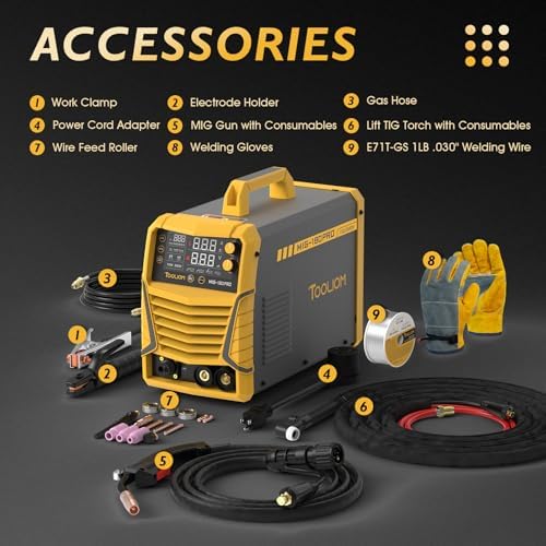 TOOLIOM 180A 110/220V 4-in-1 MIG Welder Kit with Lift TIG torch