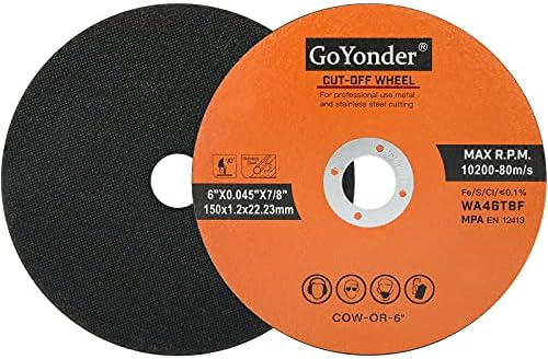 GoYonder 6 Inch Cut Off Wheels 6" x 0.045" x 7/8" Cutting Wheels for Die Grinders Cutting Discs 25 Pack