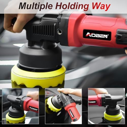 AOBEN Buffer Polisher,5 inch Dual Action Polisher,Long Orbit 16mm Random Buffer Polisher kit with 6 Variable Speed 1000-5500rpm,Detachable Handle,7 Buffing Pads for Car Detailing Polishing and Waxing