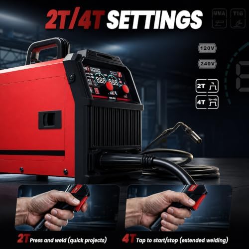 BESTMIG 165S MIG Welder 110V/220V Dual Voltage, 4 in 1 Multi-Process Welding Machine (Gas & Gasless Flux Core/TIG/Stick), Synergic Inverter Welder Machine Portable Wire Welder Kit with Helmet & Gloves
