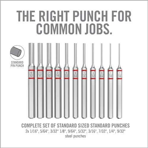 Real Avid 11-Piece Pin Punch Set - Portable All-in-One Punch Set with Storage Case - Choose Between Roll Pin, Standard or Brass and Steel Set