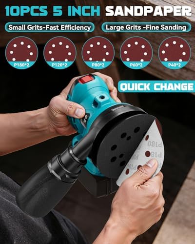 Ecarke Cordless Random Orbital Sander Compatible With Makita Battery
