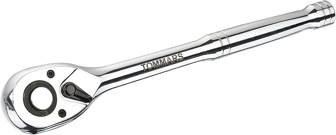 TOMMARS 1/2" Drive Ratchet Wrench, 72-Tooth Quick-Release Reversible Socket Ratchet, 5° Swing Arc Mechanic Hand Tool, Automotive Repair & Gifts for Men