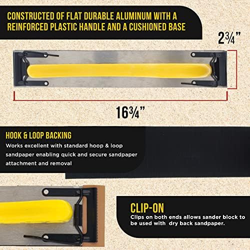 Dura-Gold Pro Series Longboard Hand Sanding File Sander Block - Hook & Loop Backing and PSA Adapter Pad & 400 Grit PSA Longboard Sandpaper 12 Yard Roll, 2-3/4" Wide