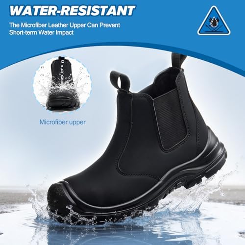 Steel Toe Boots for Men & Women,Slip On Work Boots for Construction