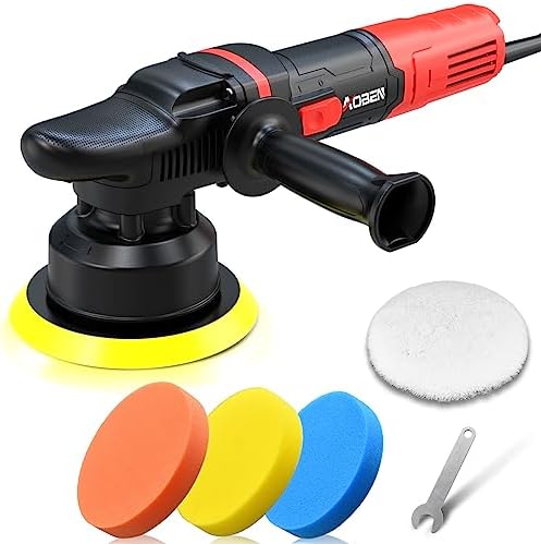 AOBEN Car Buffer Polisher,6 inch Dual Action Polisher,Random Buffer Polisher kit with 6 Variable Speed 1000-4500rpm,Detachable Handle,4 Buffing Pads for Car Detailing Polishing and Waxing