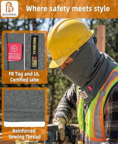 BOCOMAL FR Balaclava with Face Mask 7oz Midweight Arc Rated NFPA2112 CAT2
