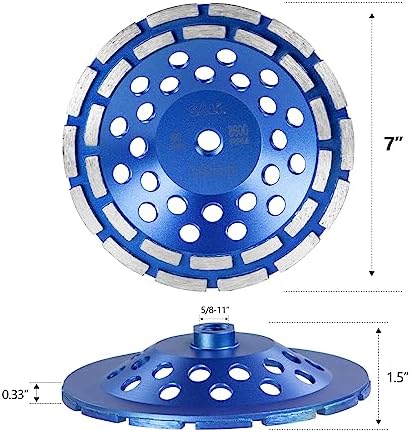 SALI 7 Inch Concrete Grinding Wheels 28 Turbo Diamond Segments 5/8-11 Arbor Diamond Grinding Wheel Fit for Paint, Epoxy, Mastic, Coating Removal