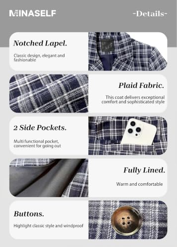 Mina Self 2026 Women's Fall Plaid Blazer Houndstooth Jacket Business Casual