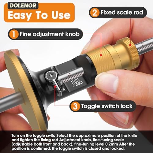 Wheel Marking Gauge Knife Woodworking, Scribe Tool Woodworking, Adjustable 0-12cm, Aluminum & Brass Options, for Parallel Lines, Dovetail Joints & Professional Carpentry (Brass with Fine Adjustment)