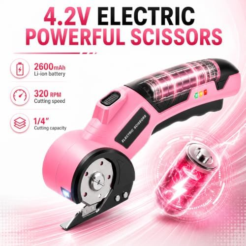 Cordless Electric Scissors 4.2V Powerful Cardboard Cutter, 2600mAh