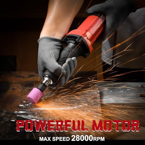 AOBEN Electric Die Grinder 1/4" Collet, 28000 RPM Power Straight Grinder Tool, Heavy Duty for Metal Grinding, Polishing, Deburring & Welding Repair, Ergonomic Grip with Wrench