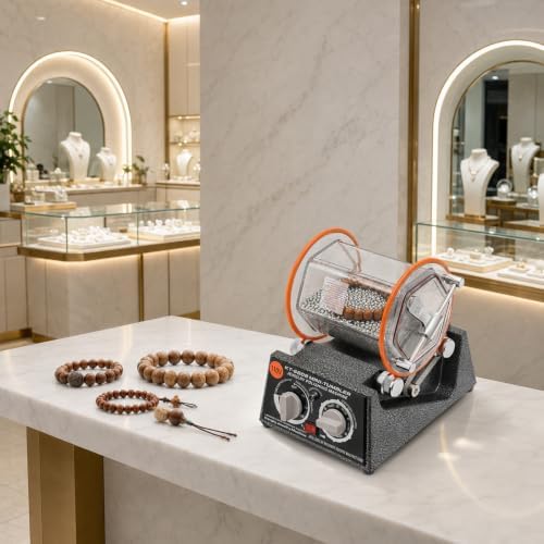 Jewelry Polisher Tumbler, 5 Speeds Jewelry Buffing Machine, 110V Rotary Polishing Machine for Surface Polishing Grinding Buffing Gemstones