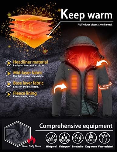 GEMYSE Men's Winter Ski Jacket Waterproof Snow Coat with Detachable Hood
