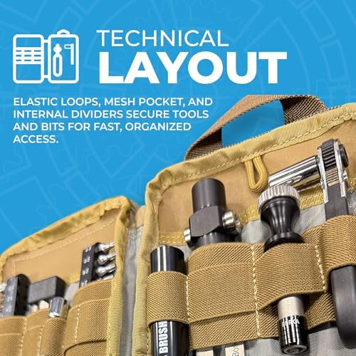 Tool Pouch – Compact 1000D Nylon Carry Case with Internal Compartments, MOLLE Mounting, and Mesh Pocket for Precision Torque Tools, Bits, and Accessories – Coyote Tan