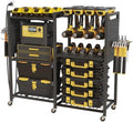 6-Tier Large Power Tool Organizer Cart with Charging Station, Heavy-Duty Garage Rolling Tool Cart with 6 Wheels, 8 Hooks & Adjustable Shelves, Holds 700LBS+