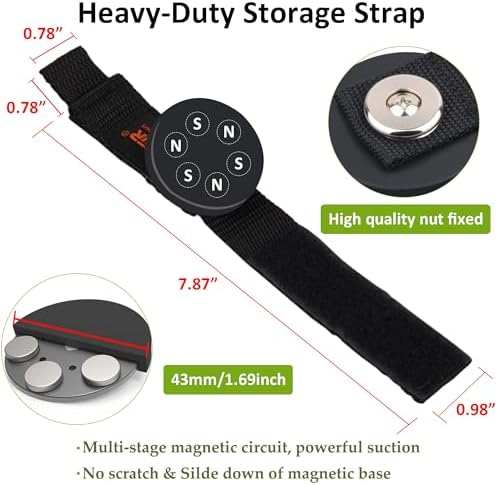 ULIBERMAGNET Strong Magnetic Storage Straps,Heavy Duty Magnetic Garage Storage Tool Organizer,Extension Cord, Cable, Rope,Tools for Garage,Pick-up,RV and Workshop(2 Pack/1.69INCH)
