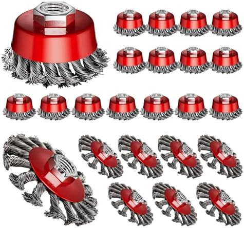 Wire Wheel for Angle Grinder Carbon Steel Knotted Cup Brush 24Pcs