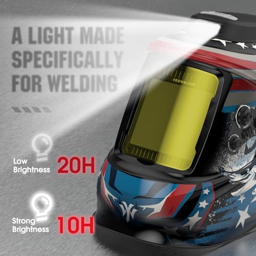 YESWELDER Welding Helmet with Rechargeable Fan and Work Light