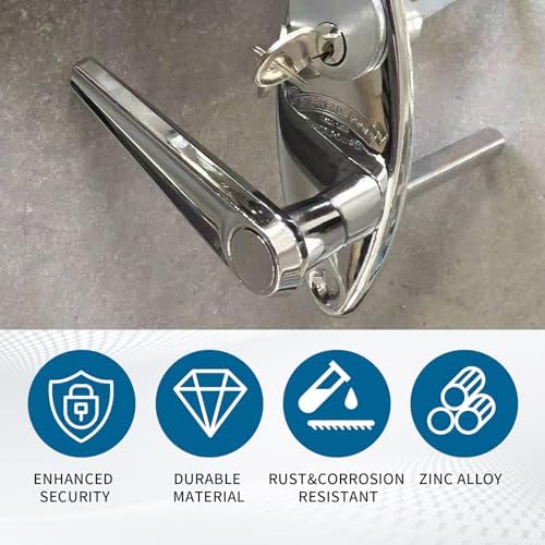 1PCS Universal Garage Door Lock Kit - L-Handle Lock with Inside Slide Lock Latch & Keys, Replacement Hardware Kit for Home Improvement & Door Repair