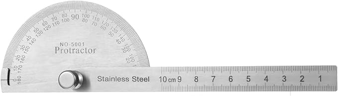 Stainless Steel Angle Protractor Miter Protractor Angle Finder 0-180 Degrees 10 Cm/6 Inch Woodworking Ruler Angle Ruler Angle Measurement Tool Metal Protractor Machinist Ruler for Measuring Map