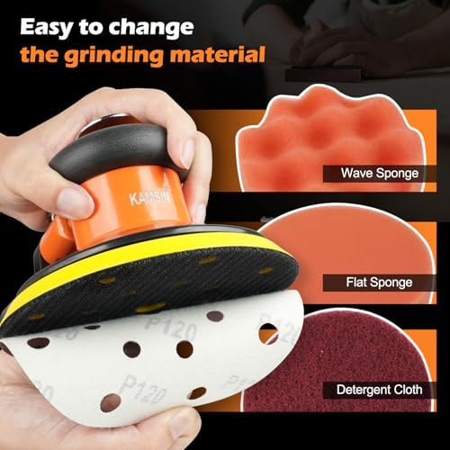 Pneumatic Random Orbital Sander 6" Air Palm Sander, Orbit 11000 RPM
