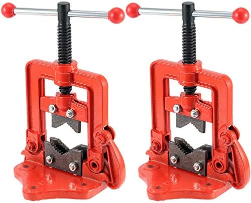 2 Pack Heavy Duty Pipe Vise, 3/5 Inch - 2 Inch Capacity Pipes Forged Bench Yoke Vise for Fixing Cutting from 15 to 50mm Pipes