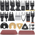 PECHAM 104 Pcs Oscillating Multi Tool Blade, Wood Metal Cutting and Sandpaper Oscillating Tool Accessories with Titanium Quick Tooth Japanese Tooth Multitool Blade Fit More Oscillating Tools