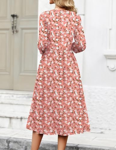 Zeagoo 3/4 Sleeve Women's Dress Casual Aline Summer Fall Midi Long Dresses