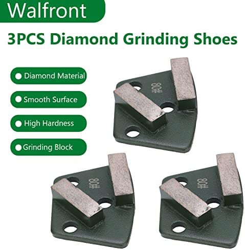 3PCS Trapezoid Grinding Shoes for Concrete - 80# Grit 2-Teeth Diamond Grinding Blocks for Floor Grinders Polishers (Green)