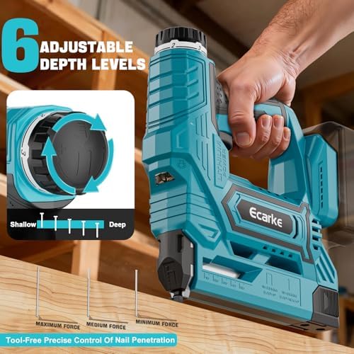Ecarke Cordless Brad Nailer 2-in-1 Compatible with Makita 18V Battery, 18 Gauge Nail Gun 5/8 to 1-1/4 Inch with 2000 Nials for Wood Carpentry, Powered Electric, 2 Mode, Tool Only