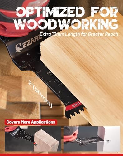 EZARC Bi-Metal Arc Edge Oscillating Tool Blade, Japanese Teeth Oscillating Saw Blades for Clean Cuts in Hard Wood & Plastic, Universal Fit Multitool Blades, 10-Pack