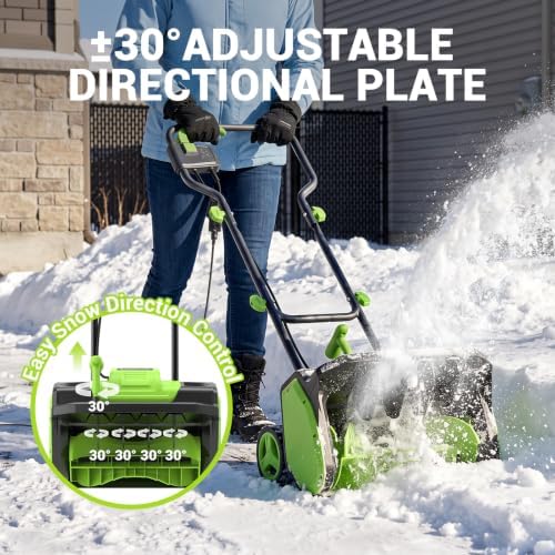 STEELITE 17 Inch Electric Cord Snow Shovel with Wheels