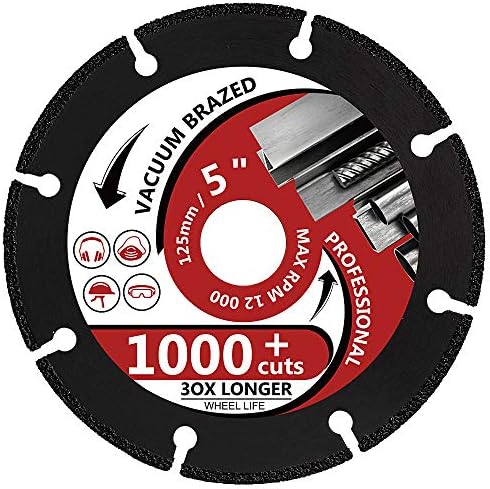 5" Diamond Metal Cutting Disc Diamond Cut Off Wheel for Cutting Steel Rebar, Sheet Metal, Ductile Pipe, Angle Iron, Stainless Steel and Similar Materials (5-1pc)