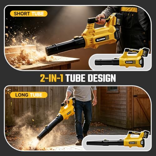 Leaf Blower Cordless - 800CFM Electric Leaf Blower with 2 * 6.0Ah Batteries and Charger, 6 Speed 21V Powerful Blowers for Garden Lawn Care Patio Blowing Leaves Dust Snow Gift for Men