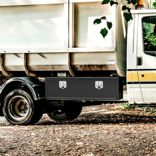 48 Inch Underbody Truck Box Steel Storage Tool Box,48" x 12" x 14" Tool Chest Organizer w/Lock and Keys For Pickup,Truck Bed, RV, Trailer,Heavy Duty Waterproof Black box
