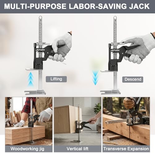 Labor Saving Arm Jack 2 Pack, 440 LBS Load Capacity Multi-Purpose Height Adjustable Lifting Tool, Handheld Furniture Lifter Furniture Jacks for Door Installation, Floor Tile Alignment, Cabinet Moving