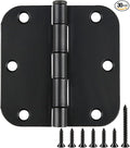 30 Pack Rounded Matte Black Door Hinges 3.5 Inch 5/8" Radius Interior 3 1/2" Flat Iron Bifold Residential Standard Bedroom Indoor for Doors 3 ½"Hardware Control House Home Decor Essentials Accessories