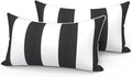 LVTXIII Set of 2 Outdoor Lumbar Pillows for Patio Furniture with White Piping, 12"x20" Fade Resistant Patio Lumbar Pillows with Inserts for Home Coach Sofa Use, Cabana Black