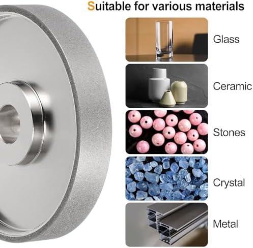 HARFINGTON Diamond Lapidary Wheel 6 Inch x 1 Inch Arbor Hole 240 Grit Grinding Wheels for Stone, Marble, Glass, Ceramics, Crystal, Carbide, Steel