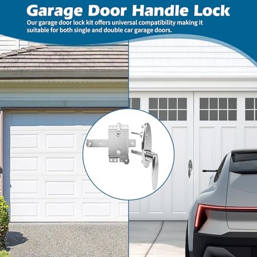 1PCS Universal Garage Door Lock Kit - L-Handle Lock with Inside Slide Lock Latch & Keys, Replacement Hardware Kit for Home Improvement & Door Repair