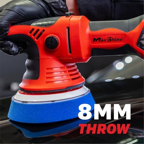 Maxshine MB8 Pro Brushless DA Polisher – 1200W Car Buffer with 8mm Throw, 5” Backing Plate, 5/16”-24 Thread & 6-Speed Control – Auto Detailing Tool for Cars, Trucks, SUVs & Boats, Swirl Removal