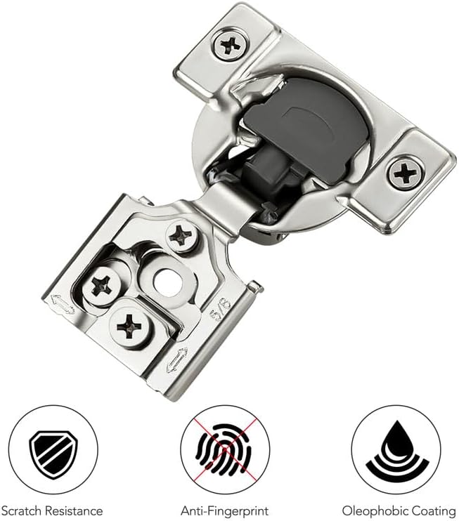 Ravinte 30 Pack 15 Pair 5/8 inch Overlay Soft Close Kitchen Cabinet Hinges Stainless Steel Adjustable Kitchen Hinges Satin Nickel Cabinet Hardware