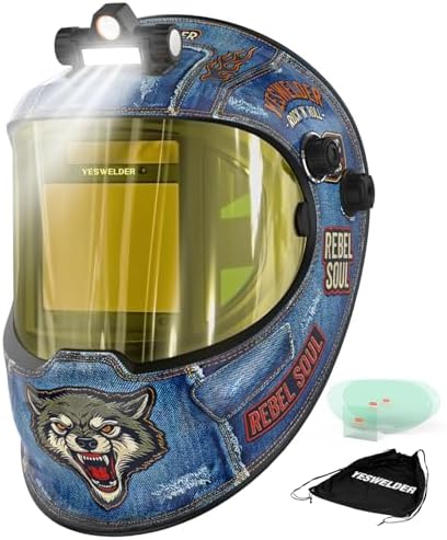 YESWELDER Auto Darkening Welding Helmet with LED, 180° View, LYG-Q800D-CB