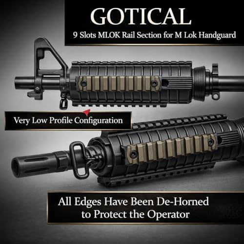 Gotical 13 Slots MLOK Picatinny Rail Section for M-Lok Handguard Flat Dark Earth Fit for 21mm Picatinny/Weaver Rails
